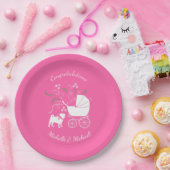ピンクパグドッグテーマパーティーお祝い ペーパープレート (パーティー)