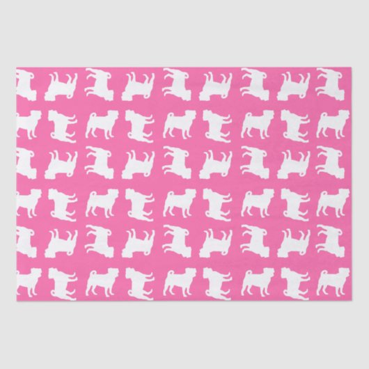 ピンクパグドッグテーマパーティーお祝い 薄葉紙 (正面)