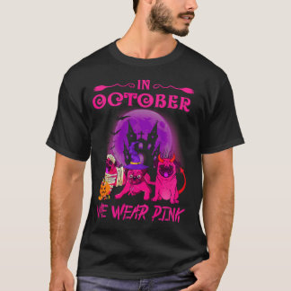 ピンクパグ犬乳がんハロウィン Tシャツ