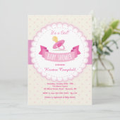 ピンクパシファイヤーベビーシャワー招待状 招待状 (スタンド正面)
