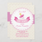 ピンクパシファイヤーベビーシャワー招待状 招待状 (正面/裏面)