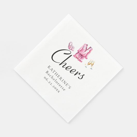 ピンクパジャマスプロセッコカスタムバチェロレッテ スタンダードランチョンナプキン (角)