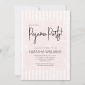 ピンクパジャマパーティースランバストライプーシック 招待状 (正面)
