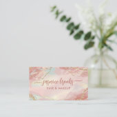 ピンクパステルと金ゴールドグリッタースワールエレガント 名刺 (スタンド正面)