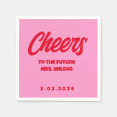 ピンクパステルはっきりしたレトロブライダルシャワーナプキンス スタンダードカクテルナプキン (正面)