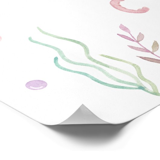 ピンクパステルアンダーザシー誕生日ウェルカム ポスター (角)