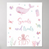 ピンクパステルアンダーザシー誕生日トリートサイン ポスター (正面)