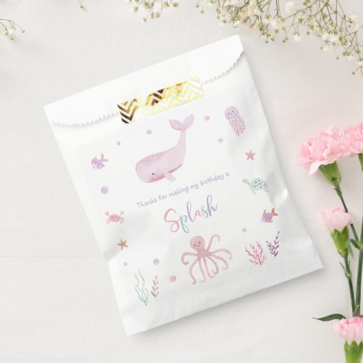 ピンクパステルアンダーザシー誕生日フリットバッグ フェイバーバッグ (封をした状態)