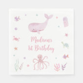 ピンクパステルアンダーザシー誕生日 スタンダードランチョンナプキン (正面)