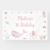 ピンクパステルアンダーザシー誕生日 横断幕 (横)