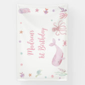 ピンクパステルアンダーザシー誕生日 横断幕 (縦)