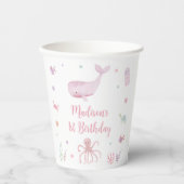 ピンクパステルアンダーザシー誕生日 紙コップ (正面)