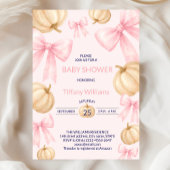 ピンクパステルウォーターカラーパンプキンリボン 招待状