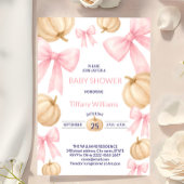 ピンクパステルウォーターカラーパンプキンリボン 招待状