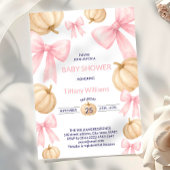 ピンクパステルウォーターカラーパンプキンリボン 招待状