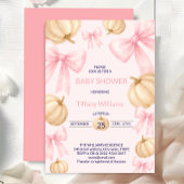 ピンクパステルウォーターカラーパンプキンリボン 招待状