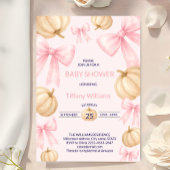 ピンクパステルウォーターカラーパンプキンリボン 招待状