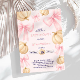 ピンクパステルウォーターカラーパンプキンリボン 招待状