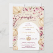 ピンクパステルウォーターカラーパンプキン秋野生の花 招待状 (正面)