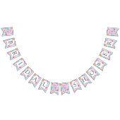 ピンクパステルウォーターカラーフローラブライダルシャワー バンティングフラッグ (全)