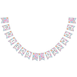 ピンクパステルウォーターカラーフローラブライダルシャワー バンティングフラッグ