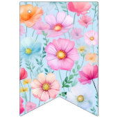 ピンクパステルウォーターカラーフローラブライダルシャワー バンティングフラッグ (第1の旗)