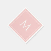 ピンクパステルエレガントモノグラムイニシャル スタンダードカクテルナプキン (角)