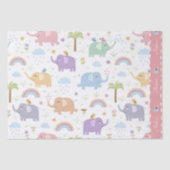 ピンクパステルエレファントパターン小さな女の子パーティー 薄葉紙 (正面)