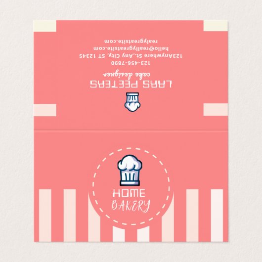 ピンクパステルキュートシンプルベーカリーホーム 名刺 (外部フラット)