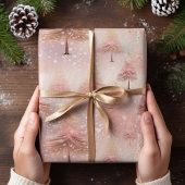 ピンクパステルクリスマスツリー ラッピングペーパーシート