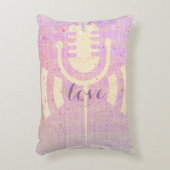 ピンクパステルグランジラブミュージックピロー アクセントクッション (正面(垂直))