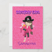 ピンクパステルグリッター海賊ガールノートカード ノートカード (正面)