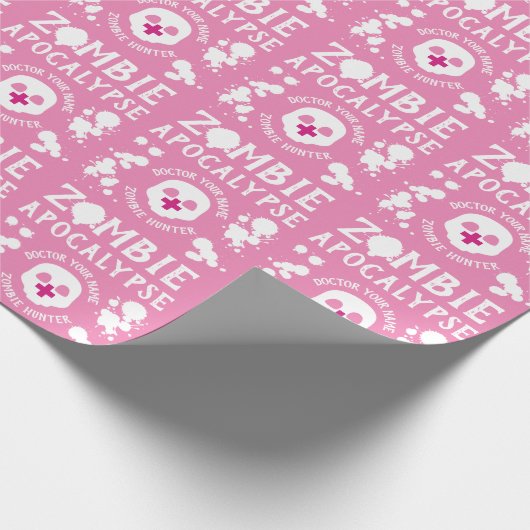 ピンクパステルゴシックゾンビアポカリパーソナライズされた ラッピングペーパー (角)