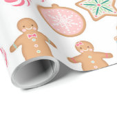 ピンクパステルジンジャーブレッドクッキーラッピング紙 ラッピングペーパー (ロールコーナー)