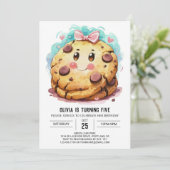 ピンクパステルスイーツクッキー誕生日 招待状 (スタンド正面)