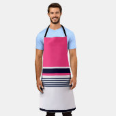 ピンクパステルストライプ エプロン (着用した状態)