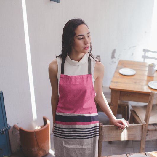 ピンクパステルストライプ エプロン