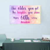 ピンクパステルスパークリー60誕生日パーソナライズされた 横断幕 (トレードショー)