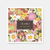ピンクパステルズ春の花ガーデンバースデーパーティー スタンダードカクテルナプキン (正面)