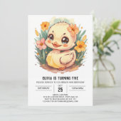 ピンクパステルダック誕生日 招待状 (スタンド正面)