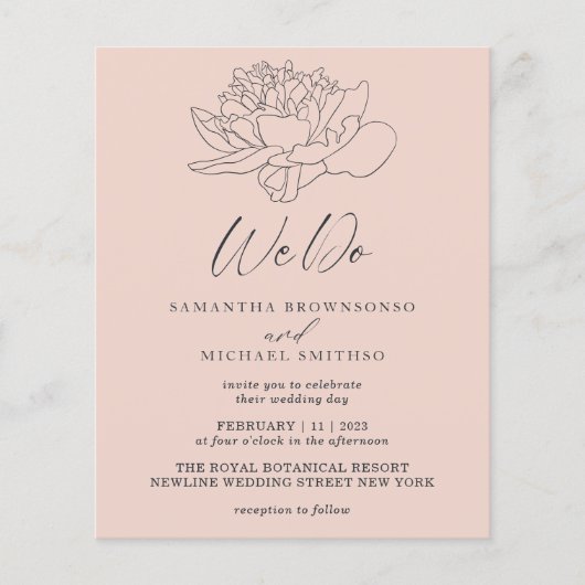 ピンクパステルダンデリオンボタニカルバジェット我々 チラシ (正面)