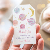 ピンクパステルツザムーン宇宙誕生日サンキュー ギフトタグ