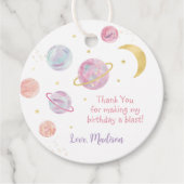 ピンクパステルツザムーン宇宙誕生日 フェイバータグ (正面)