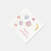 ピンクパステルツーザムーン宇宙誕生日 スタンダードカクテルナプキン (角)