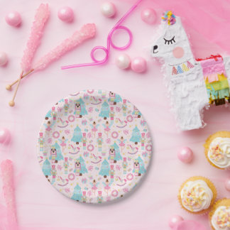 ピンクパステルナツクラッカーバレエラッピング紙 ペーパープレート