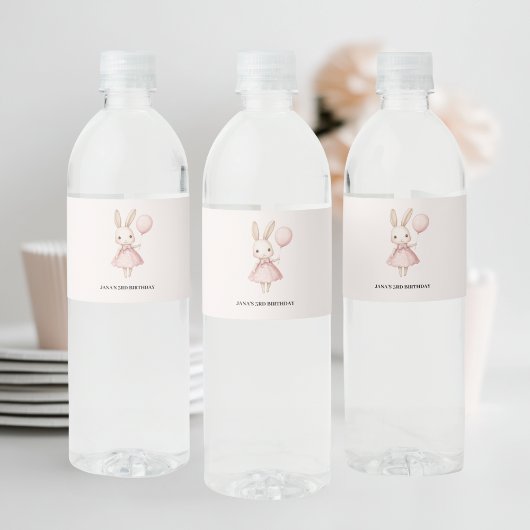 ピンクパステルバニーイースター子供の誕生日 ペットボトルラベル