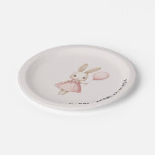 ピンクパステルバニーイースター子供の誕生日 ペーパープレート (アングル)