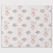 ピンクパステルバニーイースター子供の誕生日 ラッピングペーパー (フラット)