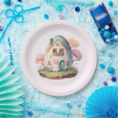 ピンクパステルバニーラビット&ハウス ペーパープレート (パーティー)