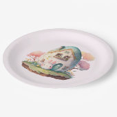 ピンクパステルバニーラビット&ハウス ペーパープレート (アングル)